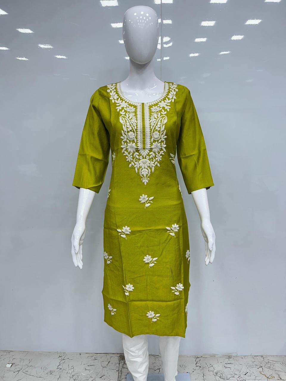 Diya sarees - Green Thread Work Kurti